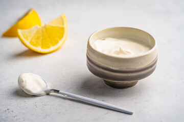 Bowl of tasty sour cream