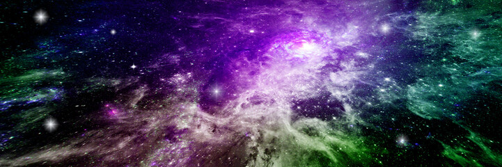 Stars, dust and gas nebula in a far galaxy. © marusja2