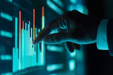 A Hand Interacting with a Digital Bar Graph Display