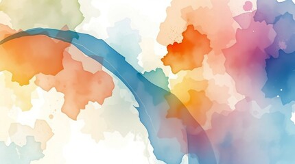 Obraz premium Colorful abstract design featuring flowing shapes and vibrant hues in soft watercolor style