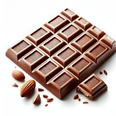 Obraz premium High-Quality Chocolate bar Piece Isolated on White Background with Rich Texture and Detail