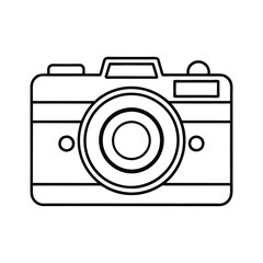 DSLR Camera with Lens Vector - Minimalist Line Art Illustration for Photography and Tech Designs