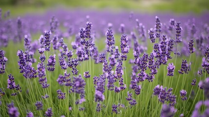 Fototapeta premium A vast lavender field in full bloom stretching across the field