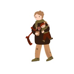 Mom with Scooter, Child, and Coffee (for parenting or lifestyle themes):
Illustration of a tired mom juggling a scooter, a child, and coffee, capturing the chaotic reality of parenthood. 