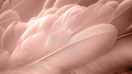 Naklejka premium Elegant seamless pattern of feathers wallpaper in mousse mocha color, monochromatic shade.