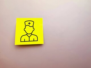 An icon of a nurse is painted on office paper. medical care for people. a banner for advertising medicine for websites. medical care. nurse.