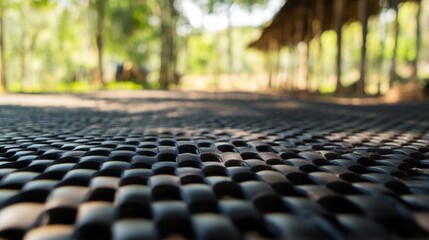 Fototapeta premium Outdoor nature scene forest pathway ground texture lush green environment close-up view textured ground concept for relaxation