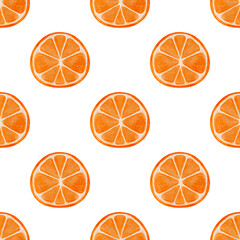 Round orange slice seamless pattern