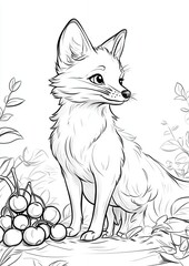 Obraz premium Fox Standing Among Cherry Trees in a Lush Garden Setting During a Sunny Afternoon