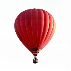 Obraz premium Red hot-air balloon floating, isolated white, symbolizing adventure and freedom.