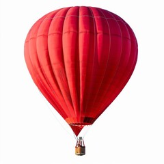 Obraz premium Red hot-air balloon floating, isolated white, symbolizing adventure and freedom.