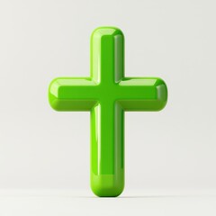 Obraz premium 3D Green Cross Icon in Rounded Shape