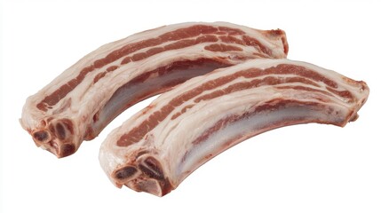 Raw Pork Shoulder Cuts on White Background