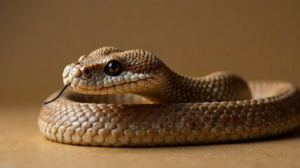 Fototapeta premium snake face close up khaki color