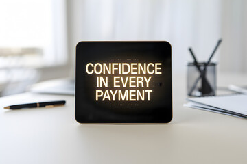 Naklejka premium Digital payments trust confidence concept. A sign displaying 