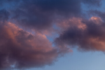 Pink and purple clouds creating a colorful sunset sky