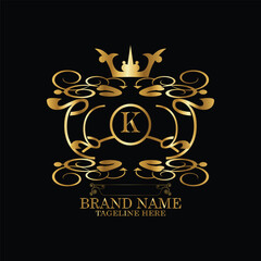 creative  initial  latter k logo design with modern business vector template.  creative isolated k monogram logo design with new latter logo golden color and black background . design of elements 