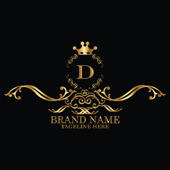 creative  initial  latter d logo design with modern business vector template.  creative isolated d monogram logo design with new latter logo golden color and black background . design of elements 