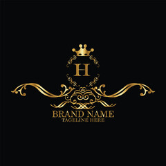 creative  initial  latter h logo design with modern business vector template.  creative isolated h monogram logo design with new latter logo golden color and black background . design of elements 