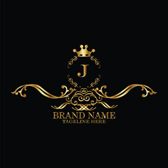 creative  initial  latter j logo design with modern business vector template.  creative isolated j monogram logo design with new latter logo golden color and black background . design of elements 