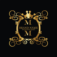 creative  initial  latter m logo design with modern business vector template.  creative isolated m monogram logo design with new latter logo golden color and black background . design of elements 