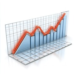 Obraz premium 3D bar graph shows fluctuating growth trend.
