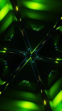 Vertical video of abstract visuals with spinning neon forms