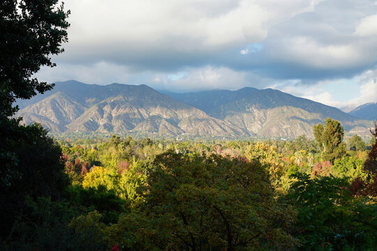 View of the San Gabriel Mountains from Arcadia, California.
