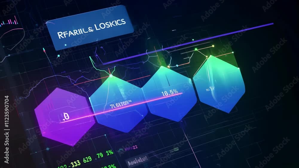 Aufkleber Data analysis concept with infographic charts and graphs in motion