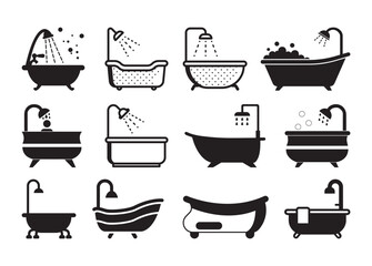 Bathtub vector, Bathtub clipart, Bathtub silhouette