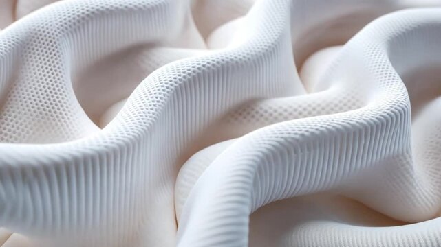 Close-up of a white memory foam mattress, showing its unique texture and design.