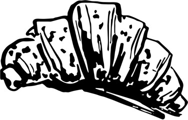 Dolce vita food.  Hand drawn vector isolated illustration. Croissant