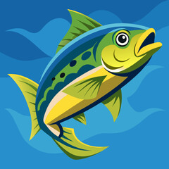  a-beautiful-dorado-fish-in-water  vector illustration