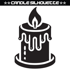 Romantic candles silhouette isolated on white background