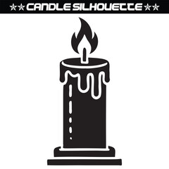 Romantic candles silhouette isolated on white background