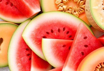 Watermelon slices with fruits