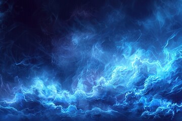 Realistic thunder light and blue smoke cloud bottom