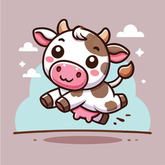 Obraz premium Vector running cow