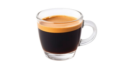 Naklejka premium Freshly Brewed Espresso in Clear Glass Cup with Smooth Creamy Layer