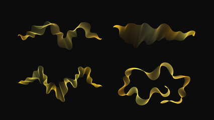 Set of abstract backdrops with luxury golden waves