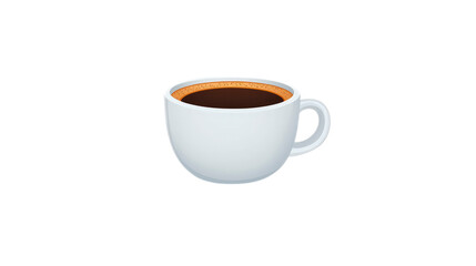 White Coffee Cup with Black Coffee on a Clear Background