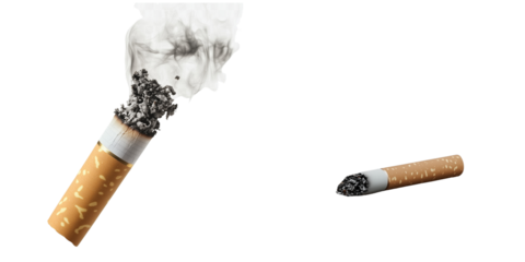Set of a Cigarette with ash, isolated on transparent background.