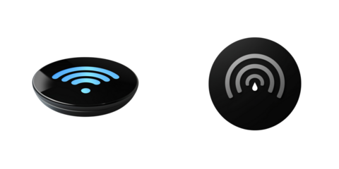  Set of a black icon of an empty wireless connection symbol, isolated on transparent background.