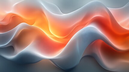 Obraz premium Vibrant abstract organic 3D forms with smooth flowing contours illuminated by soft natural light on a minimalist gray background