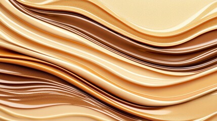 Fototapeta premium Abstract wave design featuring smooth, flowing lines in shades of beige and gold, creating a modern and elegant background for various uses.