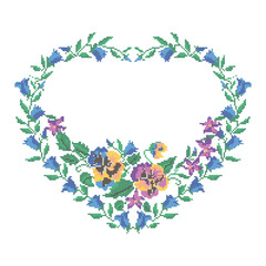 Cross Stitch Flowers Floral Heart Frame Wreath Ukrainian Embroidery Pattern