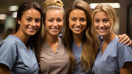 Fototapeta premium group of four young nurse smile porträt 