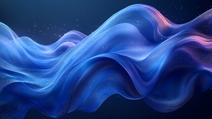 Obraz premium Abstract blue wave with glowing particles. (2)
