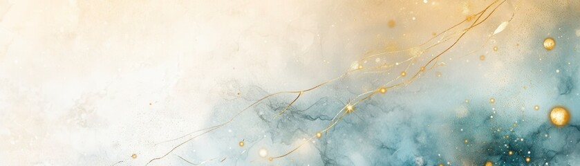 A soft, abstract background featuring a blend of light blue and gold hues, creating a serene and ethereal atmosphere.