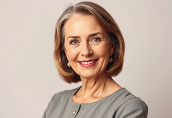 Obraz premium Half-length portrait of a middle-aged woman with a warm smile